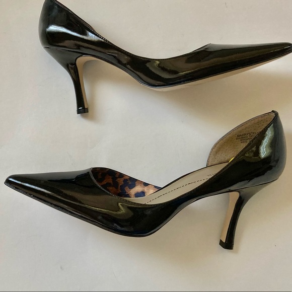 Anne Klein heels patent leather black shoe pointed toe black stiletto heels - Picture 2 of 7